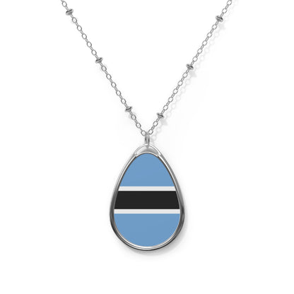 Botswana Flag Oval Necklace | Botswana Heritage Pendant | Rep Ya Flag