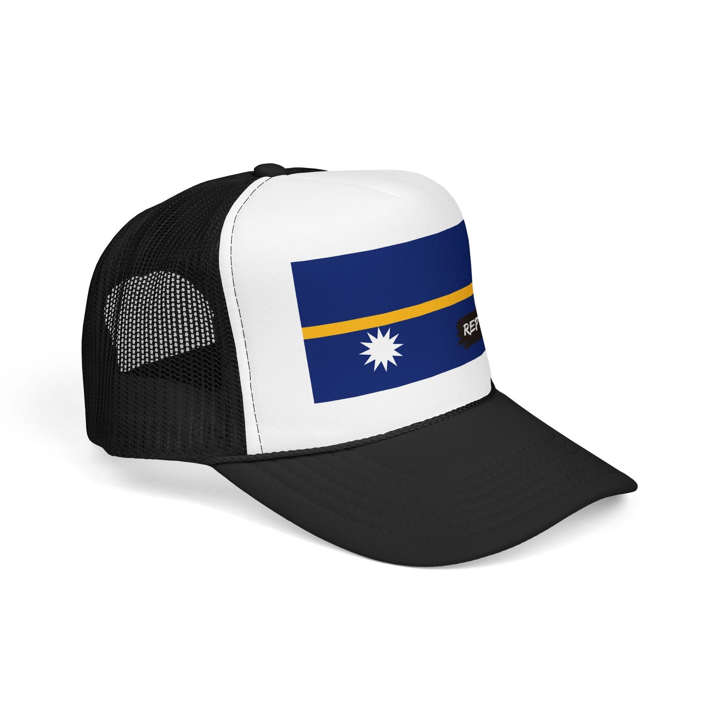 Nauru Flag Foam Trucker Hat | Nauruan Pride Snapback Cap | Rep Ya Flag