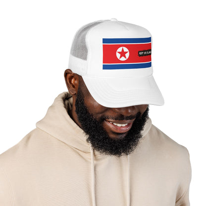 North Korea Flag Foam Trucker Hat | North Korean Pride Snapback Cap | Rep Ya Flag