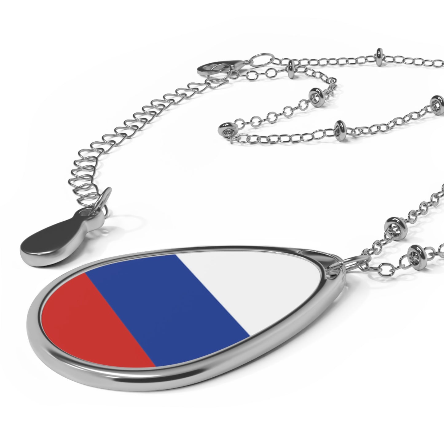 Russia Flag Oval Necklace | Russian Heritage Pendant | Rep Ya Flag