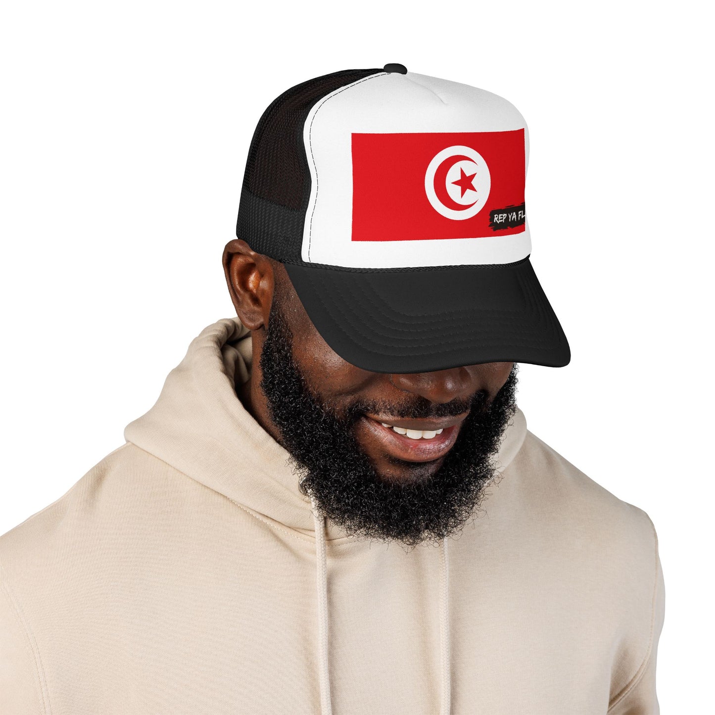 Tunisia Flag Foam Trucker Hat | Rep Ya Flag design