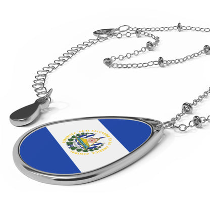 El Salvador Flag Oval Necklace | Salvadoran Heritage Pendant | Rep Ya Flag