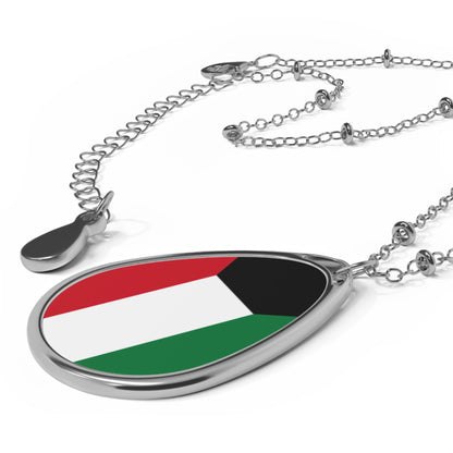 Kuwait Flag Oval Necklace | Kuwaiti Heritage Pendant | Rep Ya Flag