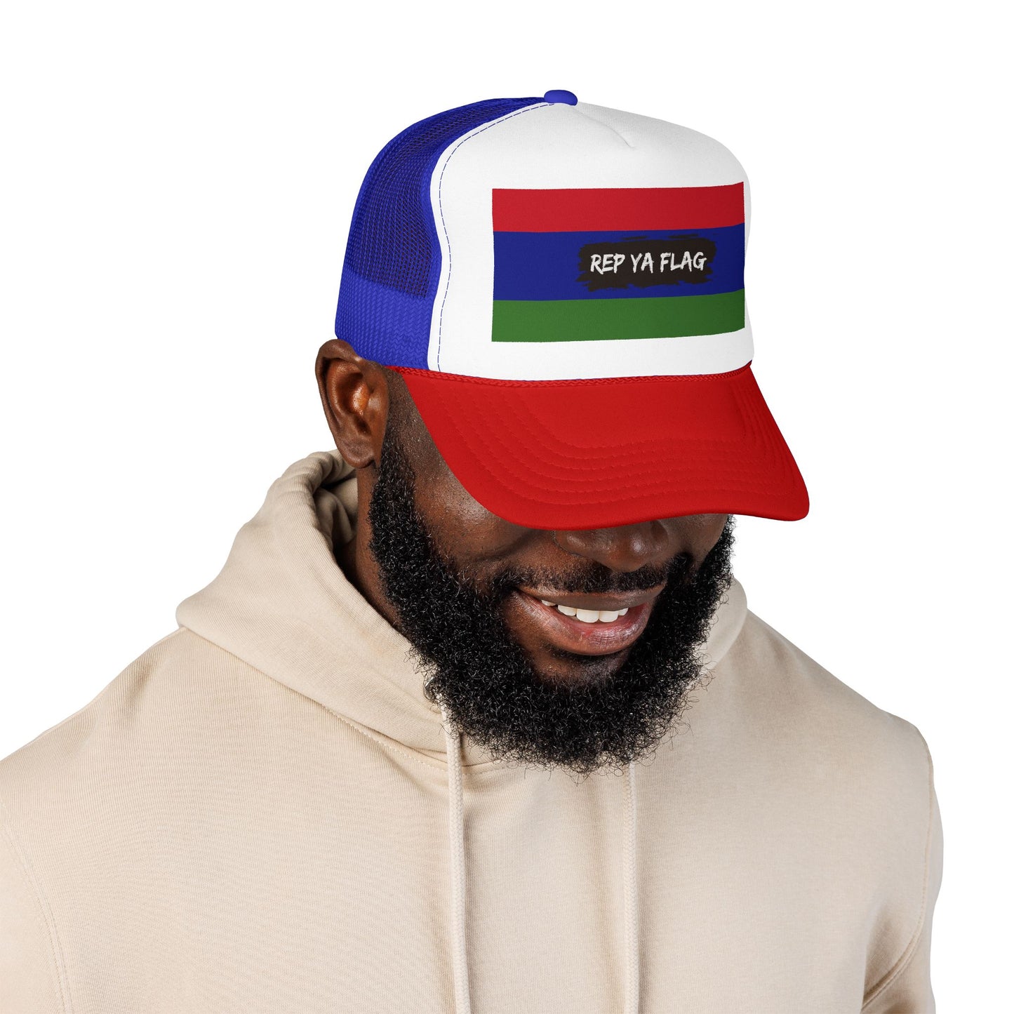 Gambia Flag Foam Trucker Hat | Gambian Pride Snapback Cap | Rep Ya Flag
