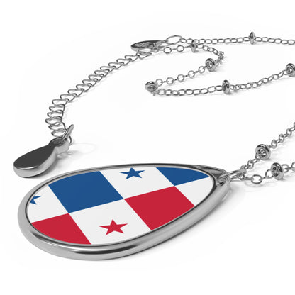 Panama Flag Oval Necklace | Panamanian Heritage Pendant | Rep Ya Flag