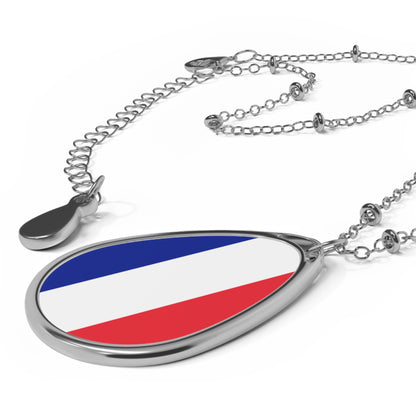 France Flag Oval Necklace | French Heritage Pendant | Rep Ya Flag