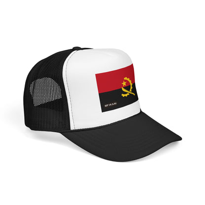 Angola Flag Foam Trucker Hat | Angolan Pride Snapback Cap | Rep Ya Flag