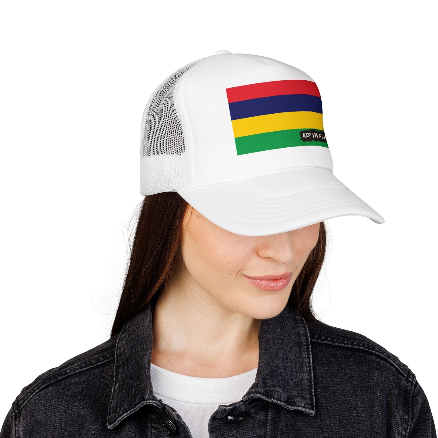 Mauritius Flag Foam Trucker Hat | Mauritian Pride Snapback Cap | Rep Ya Flag