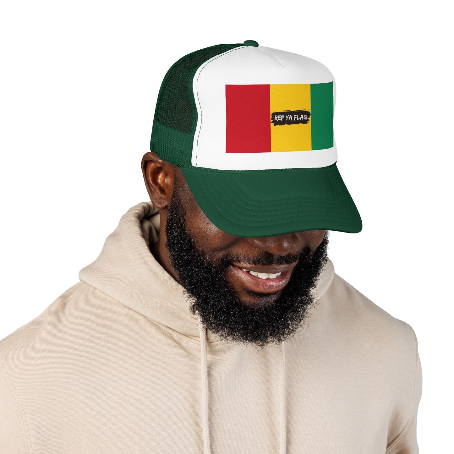 Guinea Flag Foam Trucker Hat | Guinean Pride Snapback Cap | Rep Ya Flag