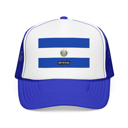 El Salvador Flag Foam Trucker Hat | Salvadoran Pride Snapback Cap | Rep Ya Flag