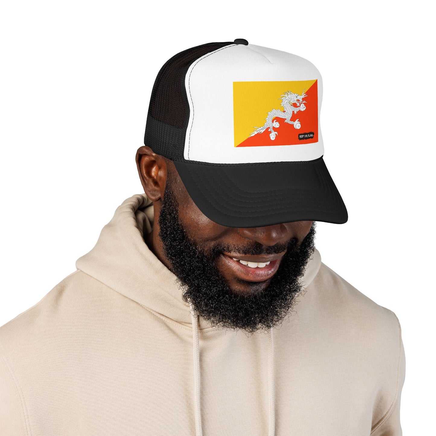 Bhutan Flag Foam Trucker Hat | Bhutanese Pride Snapback Cap | Rep Ya Flag