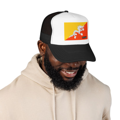 Bhutan Flag Foam Trucker Hat | Bhutanese Pride Snapback Cap | Rep Ya Flag