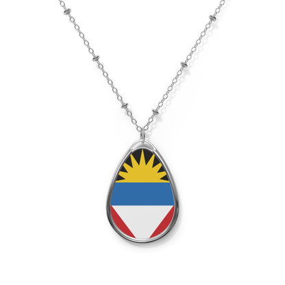 Antigua and Barbuda Flag Oval Necklace | Antiguan & Barbudan Pride Jewelry | Rep Ya Flag