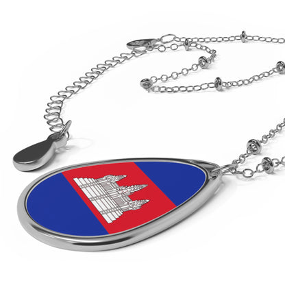 Cambodia Oval Necklace | Cambodian Flag Pendant | Rep Ya Flag