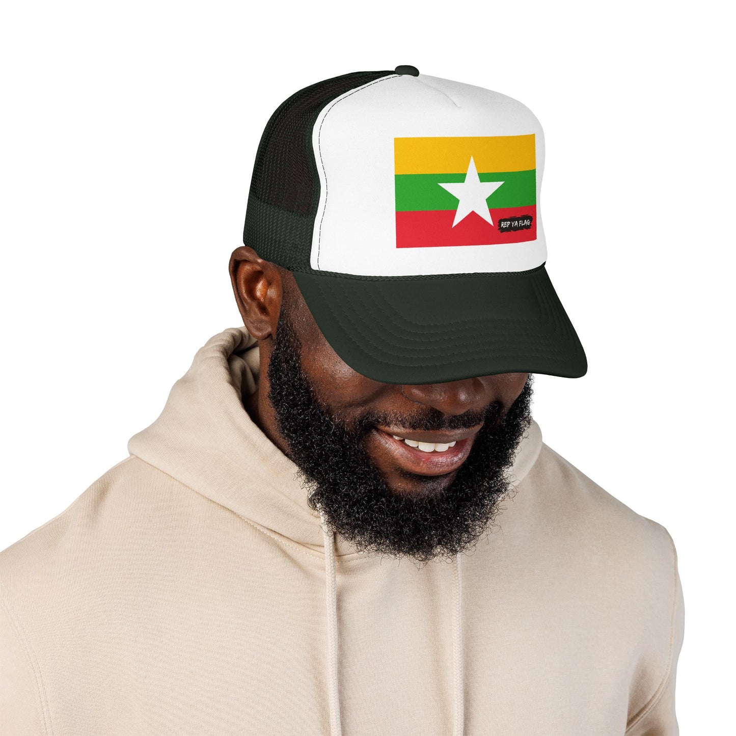 Myanmar Flag Foam Trucker Hat | Burmese Pride Snapback Cap | Rep Ya Flag
