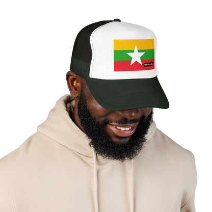 Myanmar Flag Foam Trucker Hat | Burmese Pride Snapback Cap | Rep Ya Flag