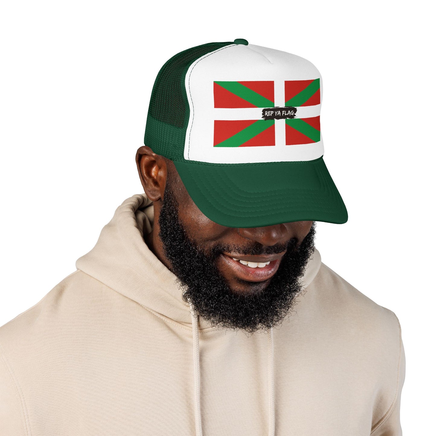 Basque Flag Foam Trucker Hat | Basque Heritage Snapback Cap | Rep Ya Flag