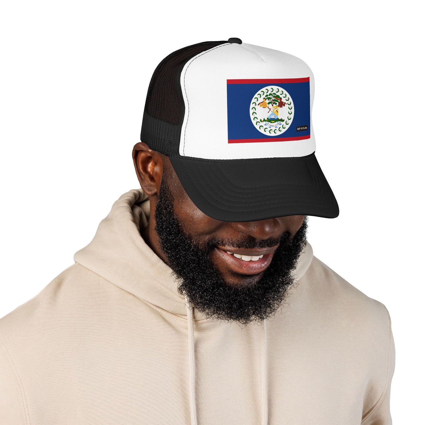 Belize Flag Foam Trucker Hat | Belizean Pride Snapback Cap | Rep Ya Flag