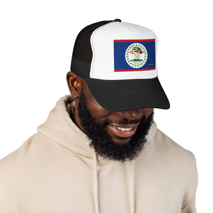Belize Flag Foam Trucker Hat | Belizean Pride Snapback Cap | Rep Ya Flag
