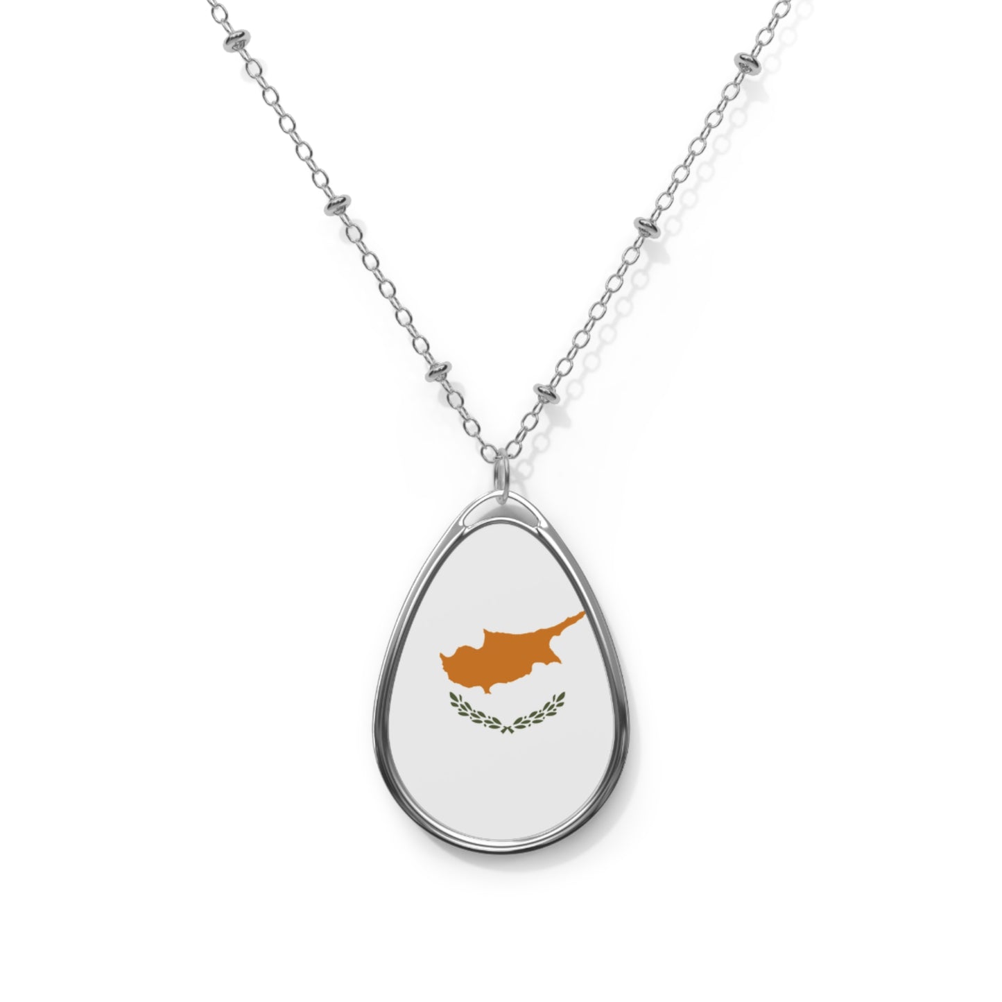 Cyprus Flag Oval Necklace | Cypriot Heritage Pendant | Rep Ya Flag