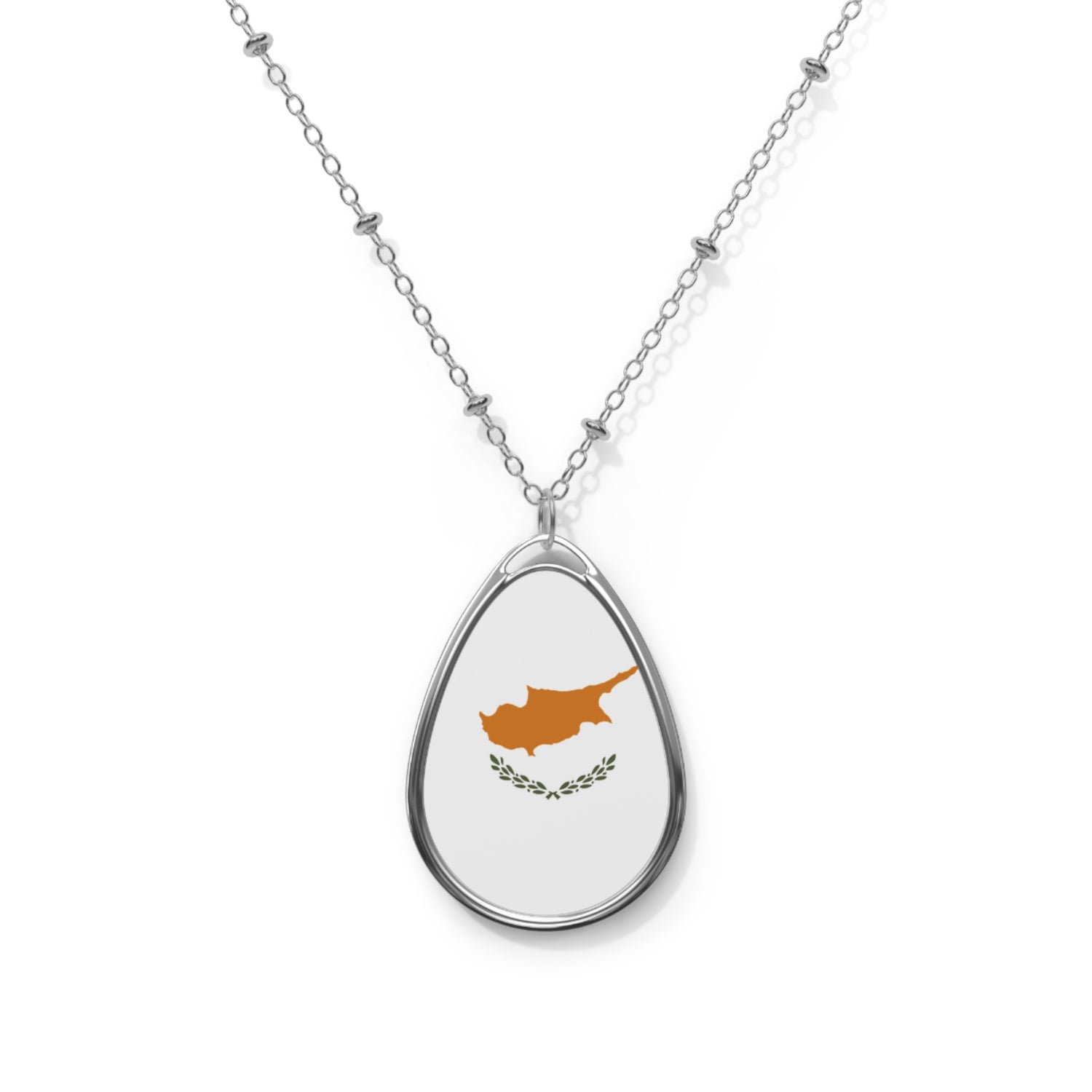 Cyprus Flag Oval Necklace | Cypriot Heritage Pendant | Rep Ya Flag
