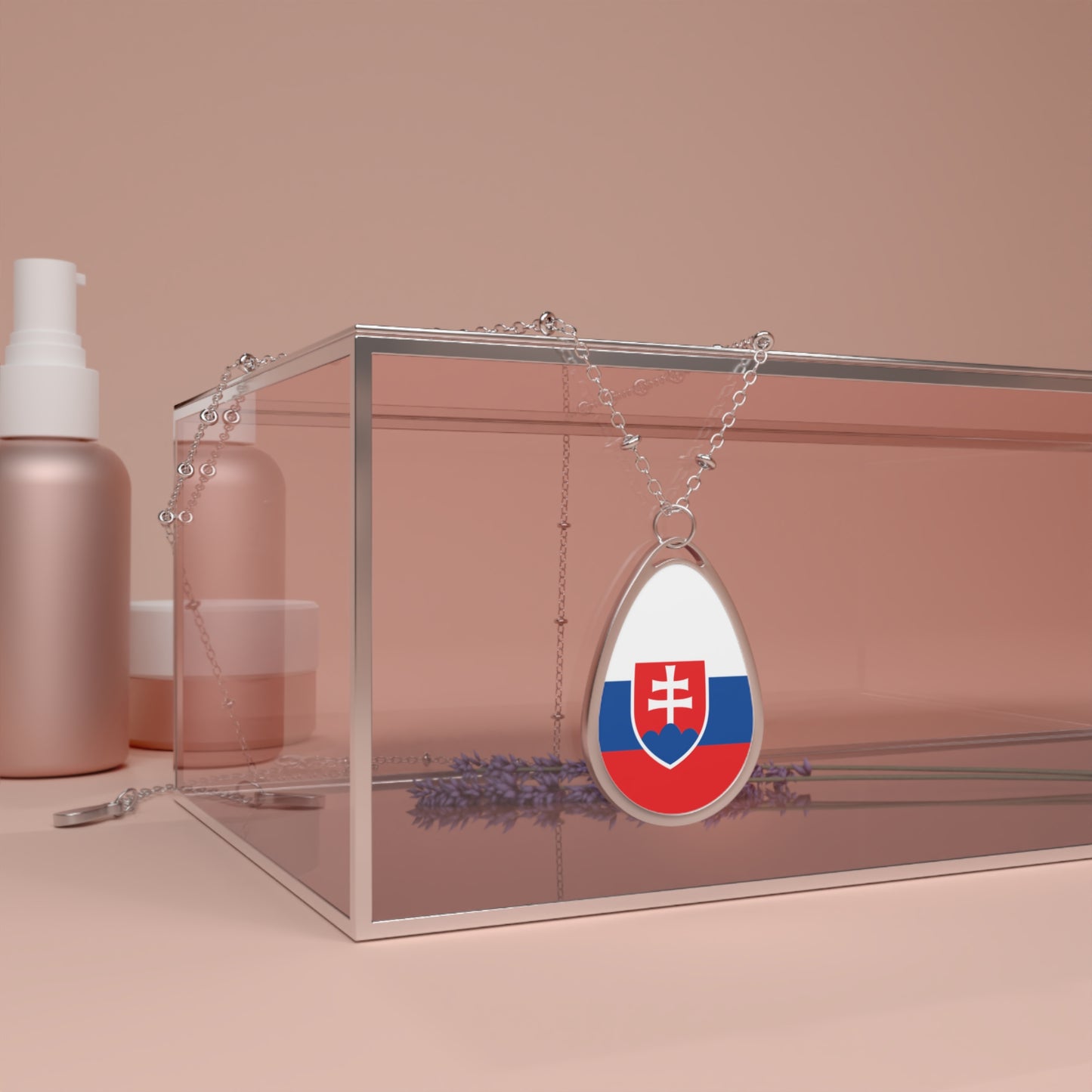 Slovakia Flag Oval Necklace