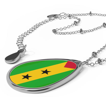 São Tomé and Príncipe Flag Oval Necklace | São Toméan Heritage Pendant | Rep Ya Flag