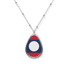 Laos Flag Oval Necklace | Laotian Heritage Pendant | Rep Ya Flag