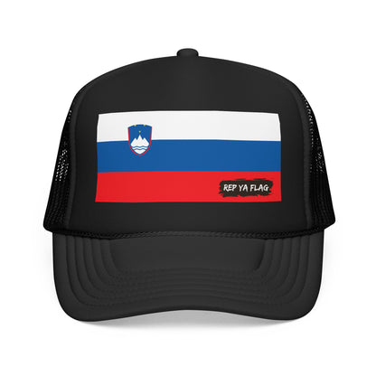 Slovenia Flag Foam Trucker Hat | Slovenian Pride Snapback Cap | Rep Ya Flag