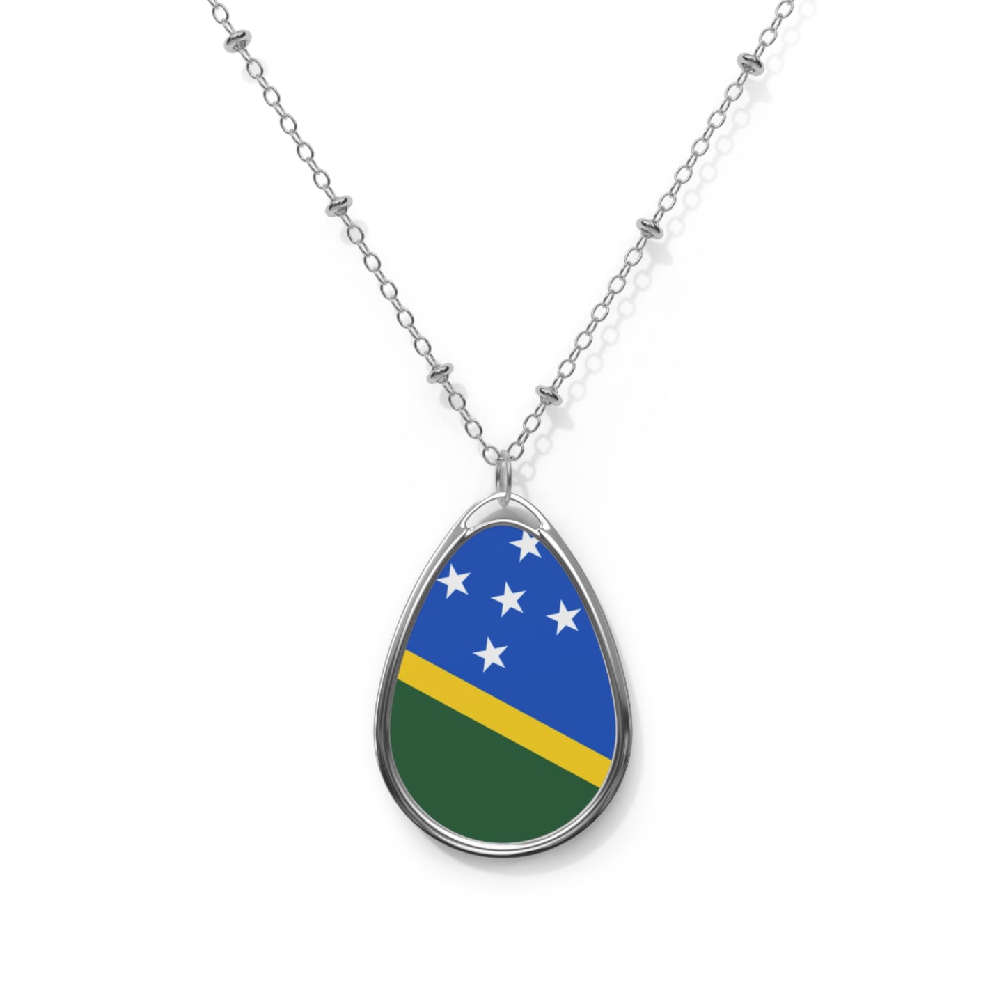 Solomon Islands Flag Oval Necklace | Solomon Islander Heritage Pendant | Rep Ya Flag