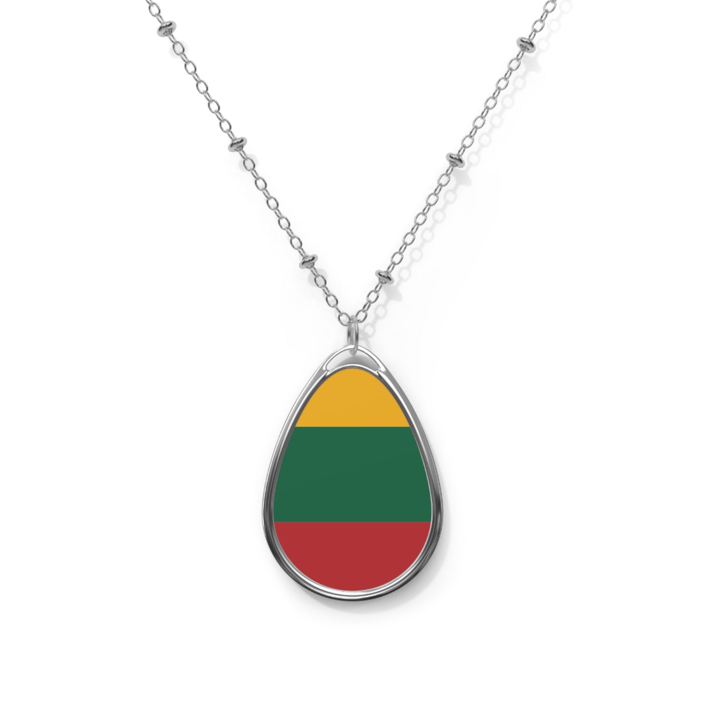 Lithuania Flag Oval Necklace | Lithuanian Heritage Pendant | Rep Ya Flag