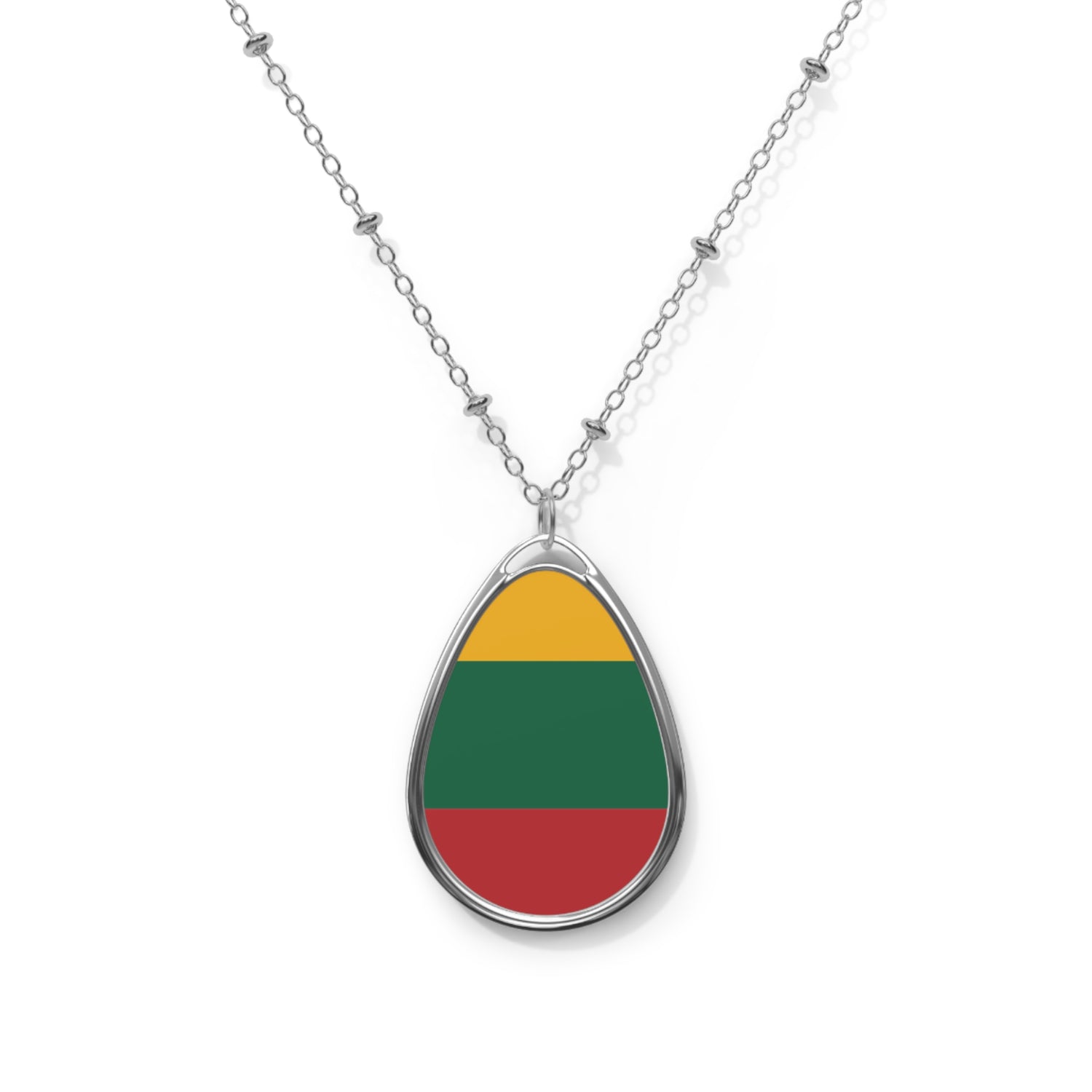 Lithuania Flag Oval Necklace | Lithuanian Heritage Pendant | Rep Ya Flag