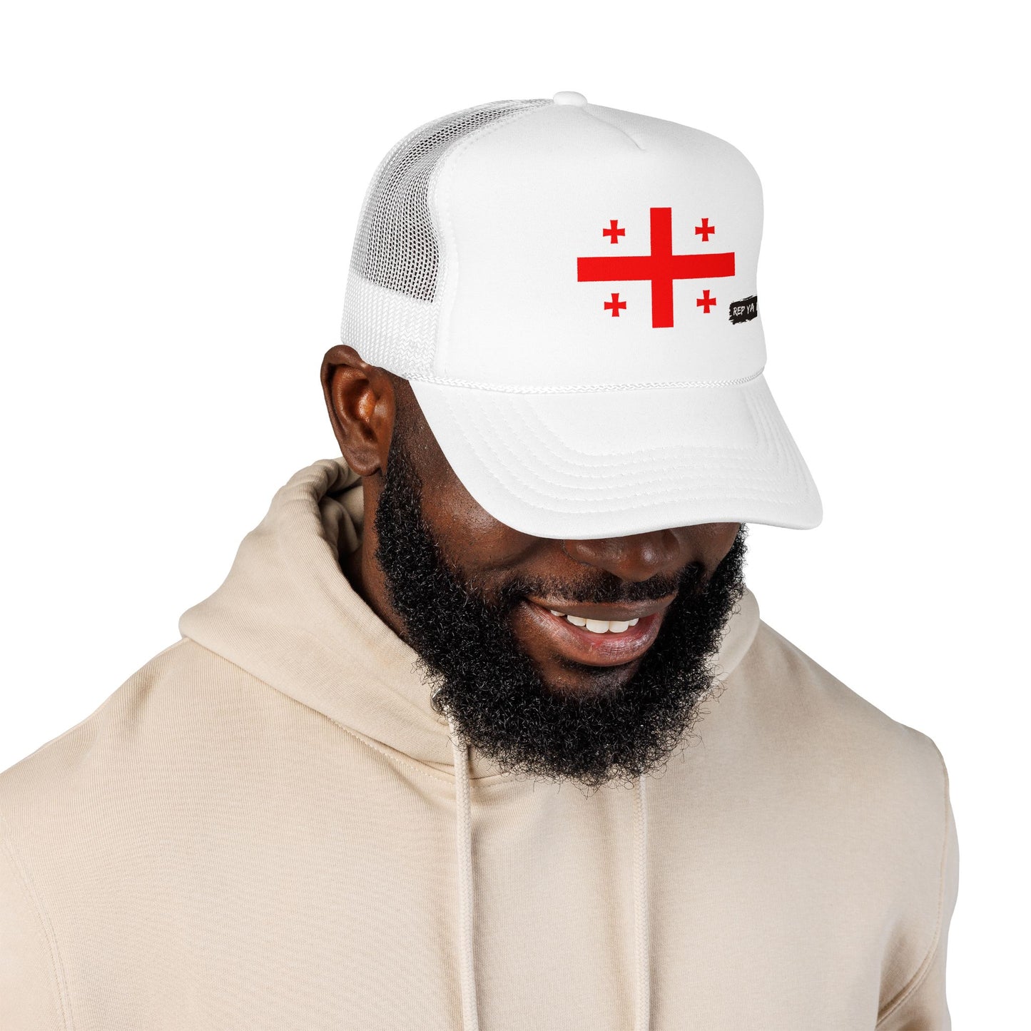 Georgia Flag Foam Trucker Hat | Georgian Pride Snapback Cap | Rep Ya Flag