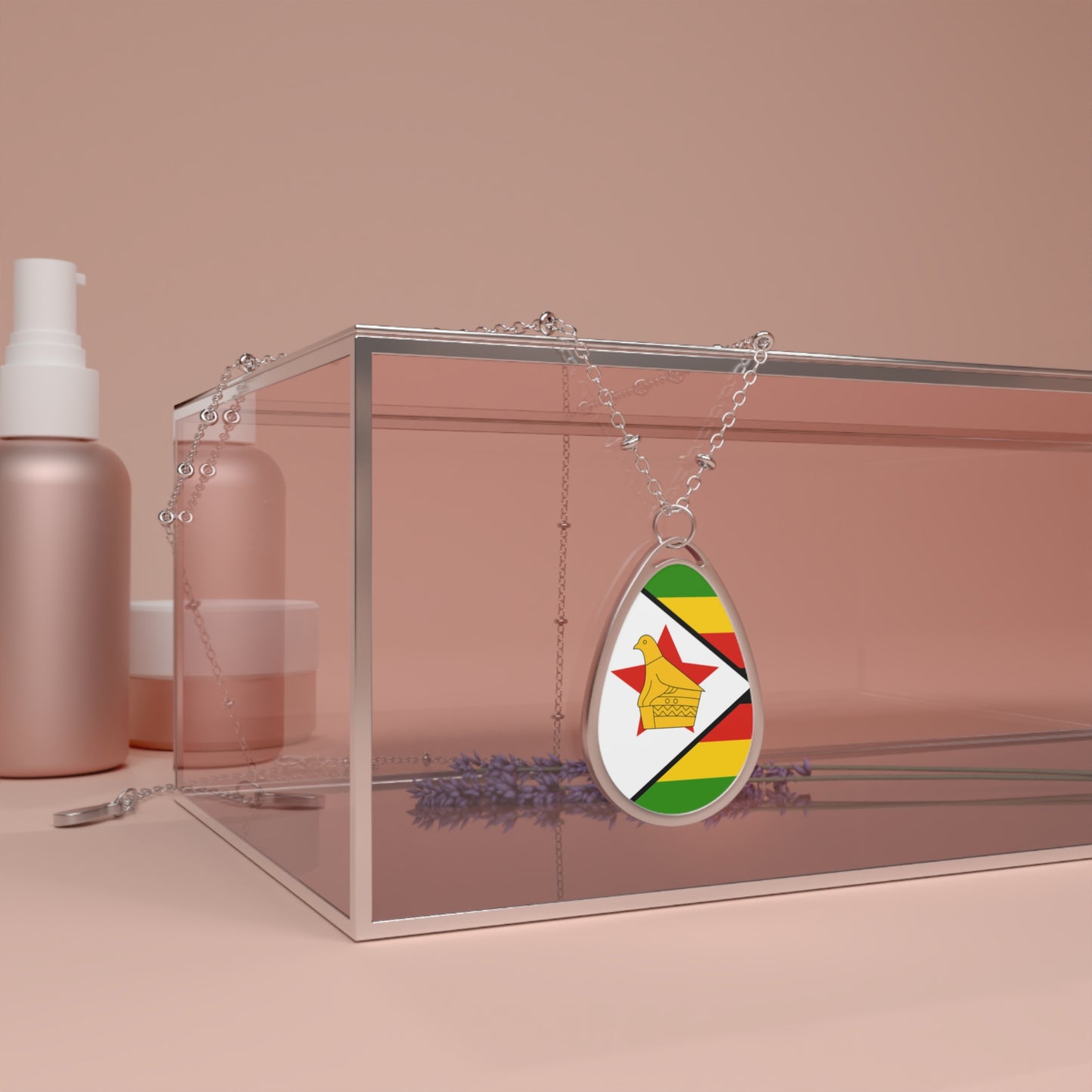 Zimbabwe Flag Oval Necklace Custom Pendant for Patriotic Gifts Mother's Day Father's Day Christmas Birthdays Cultural Events Holidays