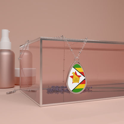 Zimbabwe Flag Oval Necklace Custom Pendant for Patriotic Gifts Mother's Day Father's Day Christmas Birthdays Cultural Events Holidays