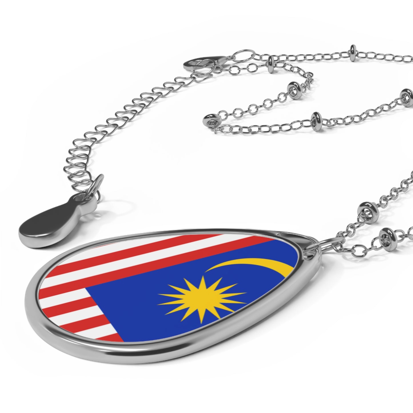 Malaysia Flag Oval Necklace | Malaysian Heritage Pendant | Rep Ya Flag