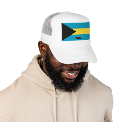 Bahamas Flag Foam Trucker Hat | Bahamian Pride Snapback Cap | Rep Ya Flag