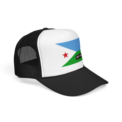 Djibouti Flag Foam Trucker Hat | Djiboutian Pride Snapback Cap | Rep Ya Flag