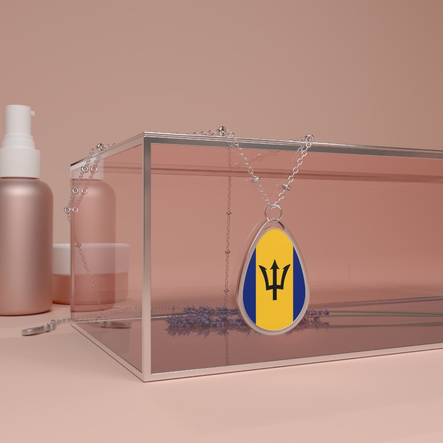 Barbados Flag Oval Necklace | Barbadian Pride Patriotic Jewelry | Rep Ya Flag