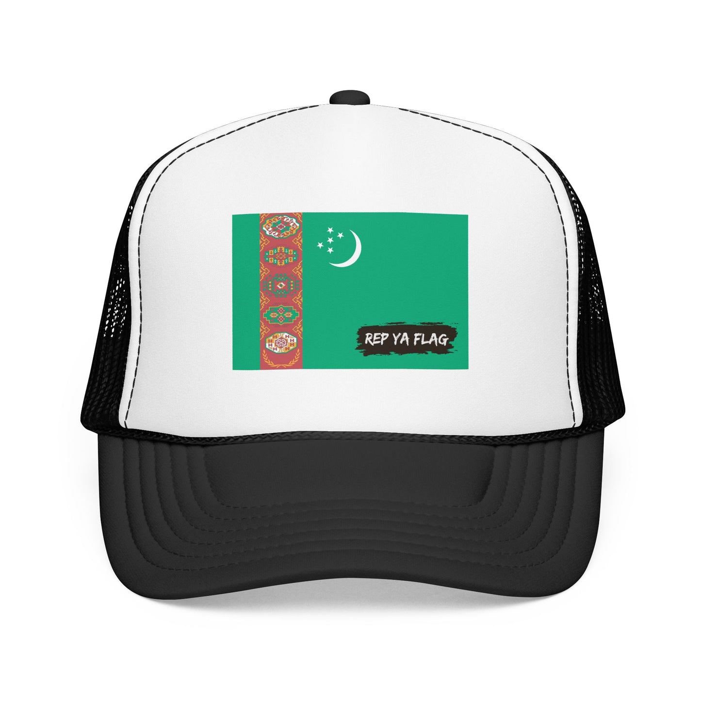 Turkmenistan Flag Foam Trucker Hat | Rep Ya Flag design