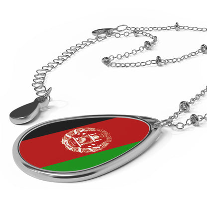 Afghanistan Oval Necklace - Patriotic Jewelry for Afghan Pride and Heritage