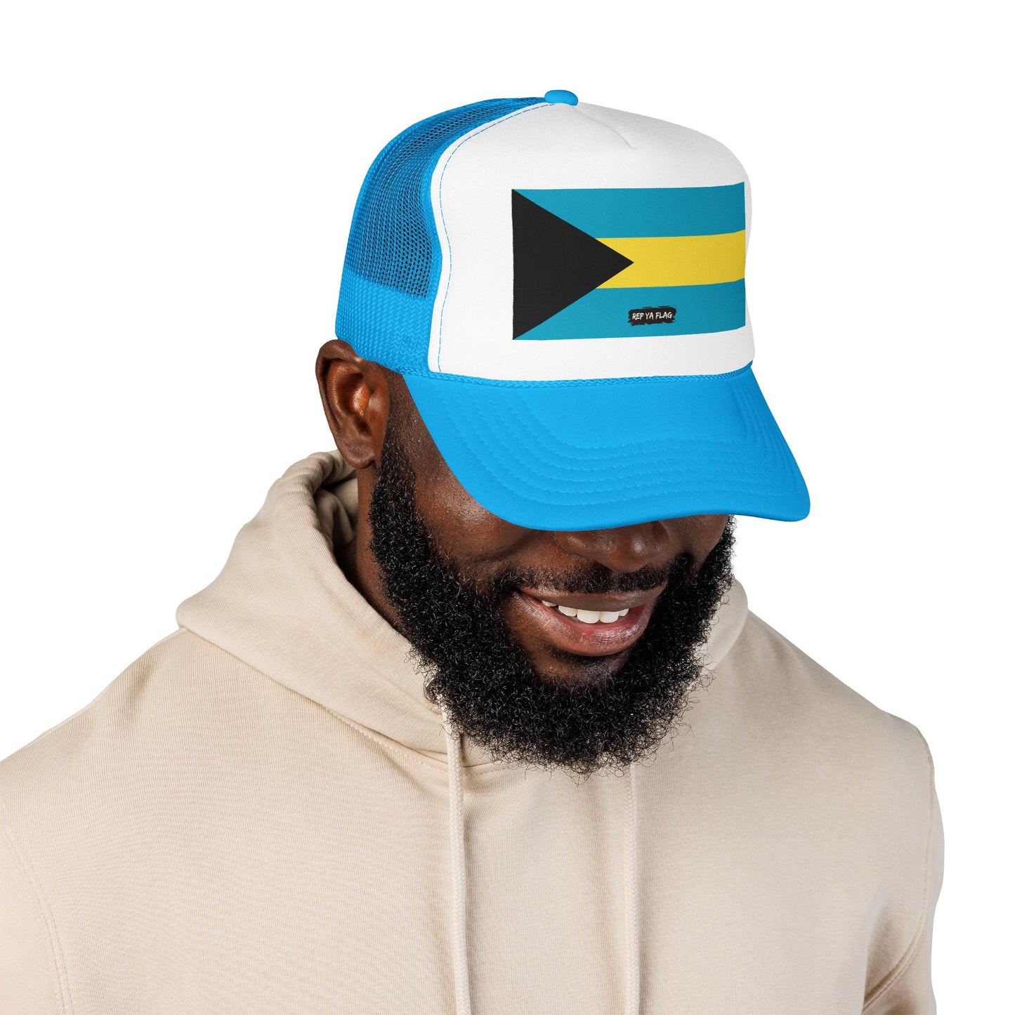 Bahamas Flag Foam Trucker Hat | Bahamian Pride Snapback Cap | Rep Ya Flag