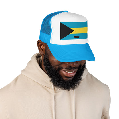 Bahamas Flag Foam Trucker Hat | Bahamian Pride Snapback Cap | Rep Ya Flag