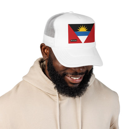 Antigua & Barbuda Flag Foam Trucker Hat | Caribbean Pride Snapback Cap | Rep Ya Flag