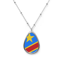 Democratic Republic of the Congo Flag Oval Necklace | Congolese Heritage Pendant | Rep Ya Flag
