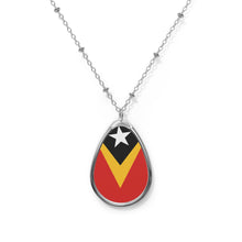 Timor-Leste Flag Oval Necklace | Timorese Heritage Pendant | Rep Ya Flag
