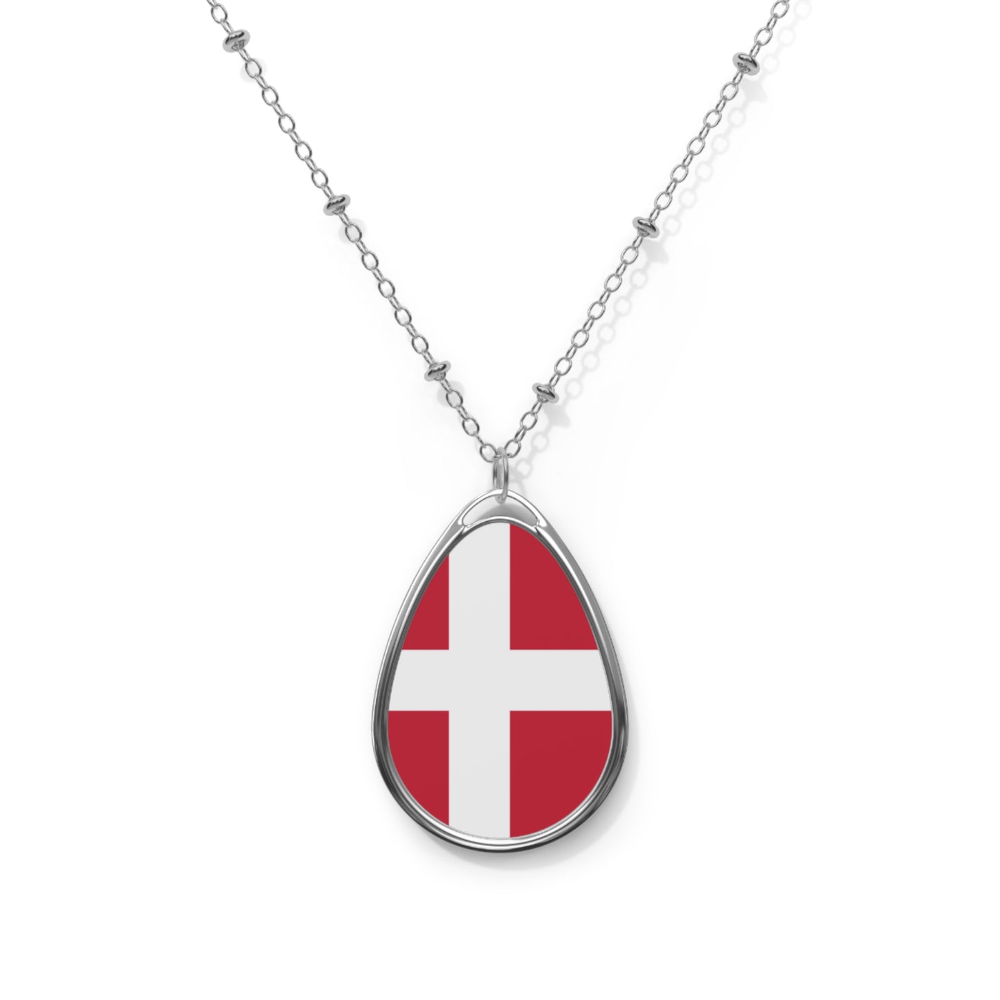 Denmark Flag Oval Necklace | Danish Heritage Pendant | Rep Ya Flag