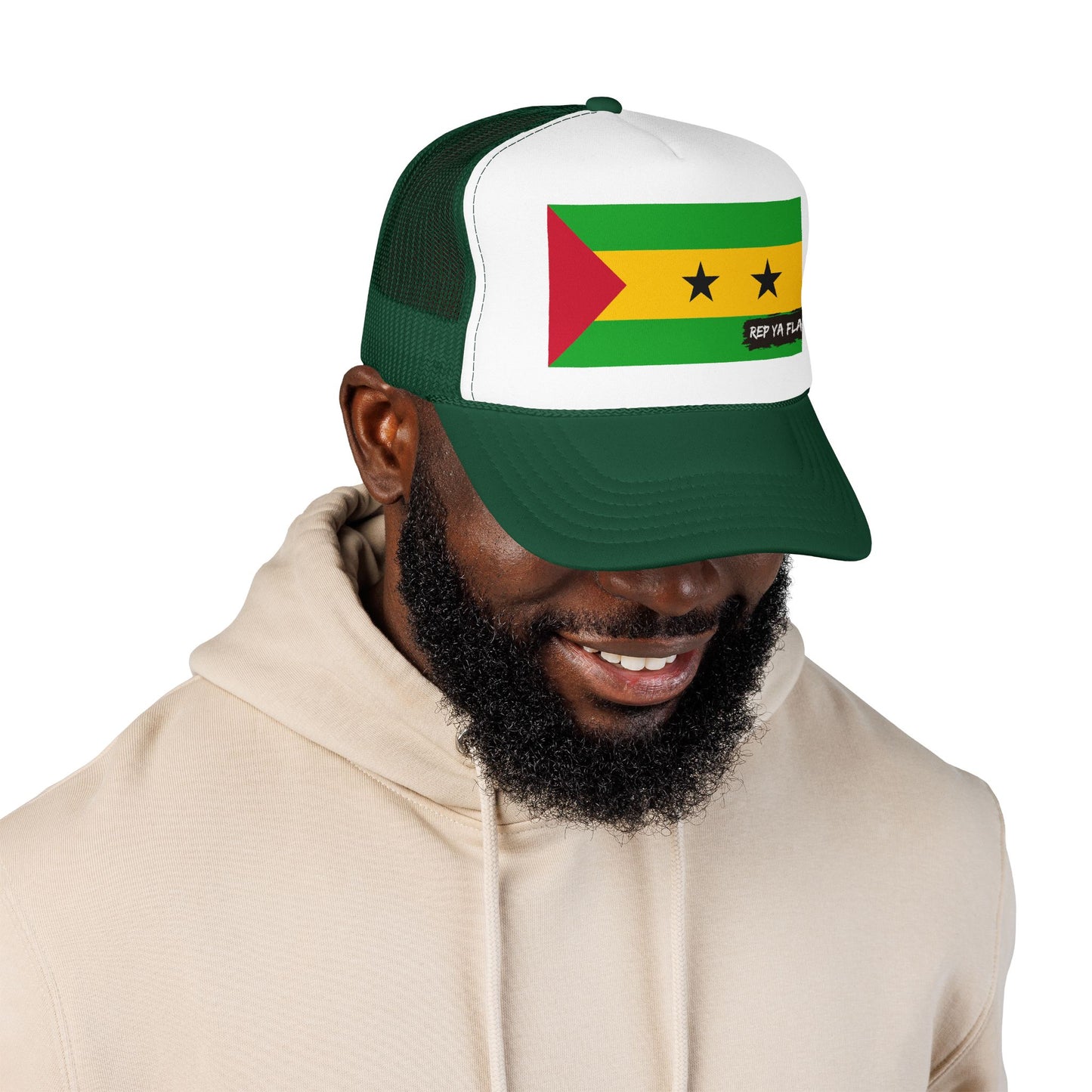 São Tomé and Príncipe Flag Foam Trucker Hat | São Toméan Pride Snapback Cap | Rep Ya Flag