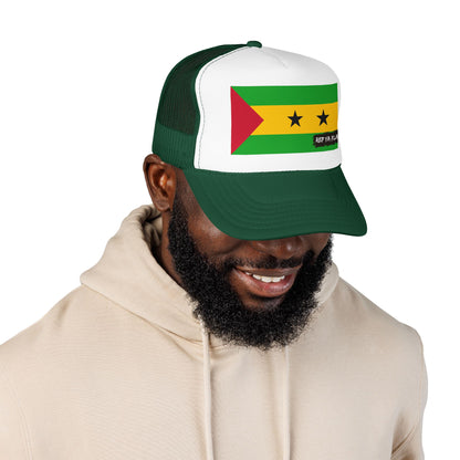 São Tomé and Príncipe Flag Foam Trucker Hat | São Toméan Pride Snapback Cap | Rep Ya Flag