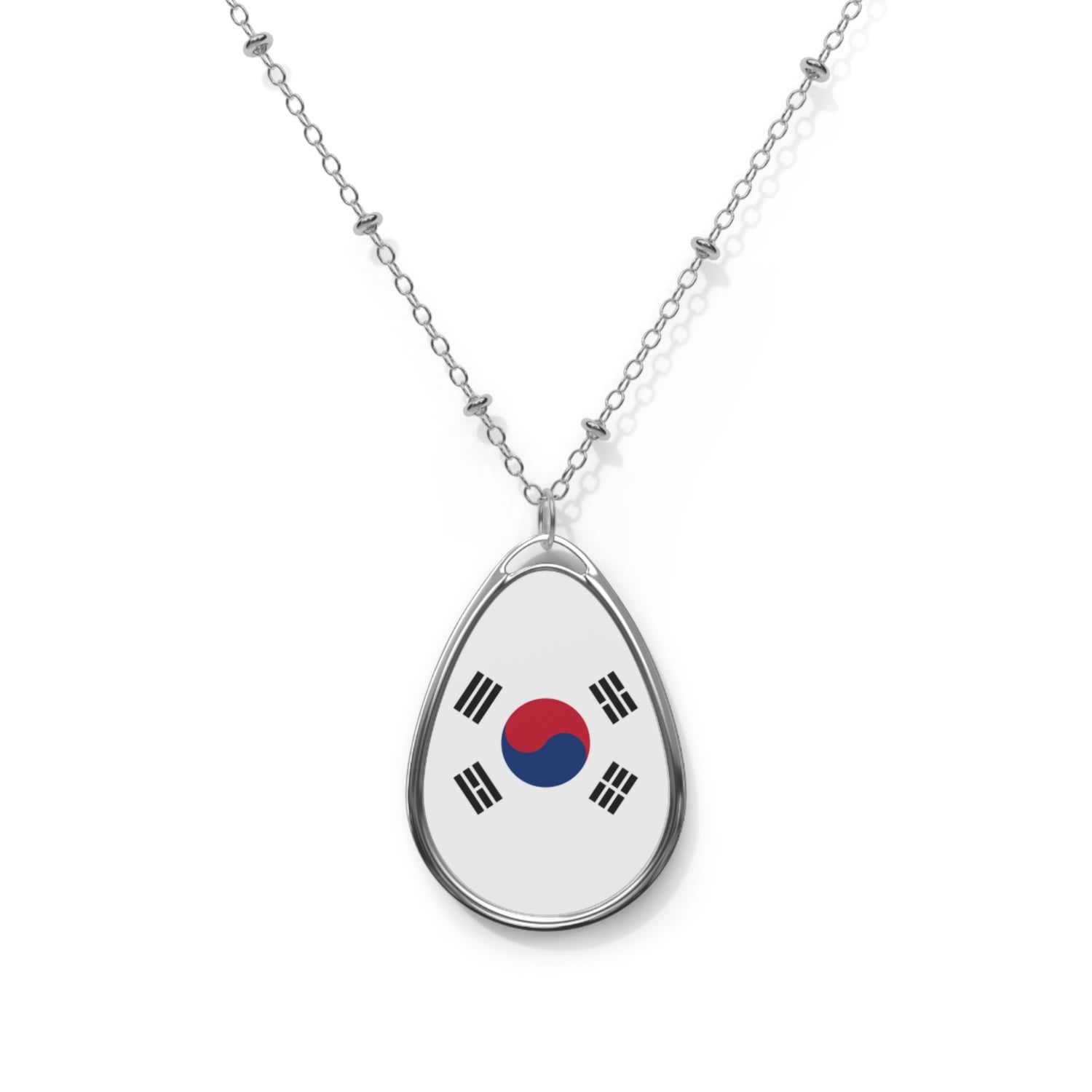 South Korea Flag Oval Necklace | Korean Heritage Pendant | Rep Ya Flag